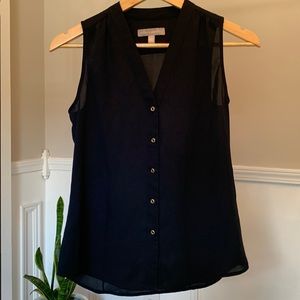 Banana Republic Black Sheer Sleeveless Blouse Size 0 Petite